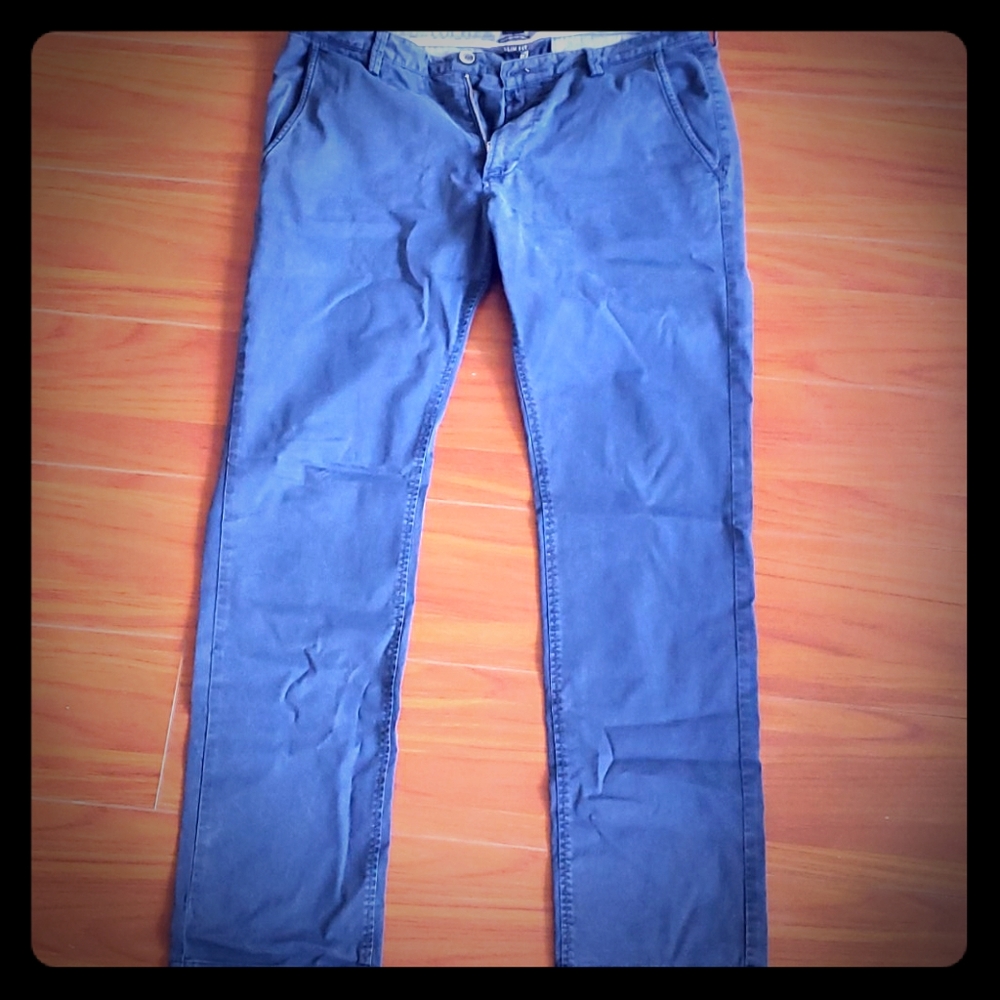 Hugo Boss navy blue stretch/slim fit chinos 34/r